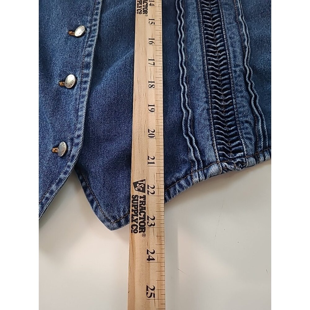 Poetic License Women's Vintage Denim Vest Size L Embellished Button Southwestern - Picture 15 of 15
